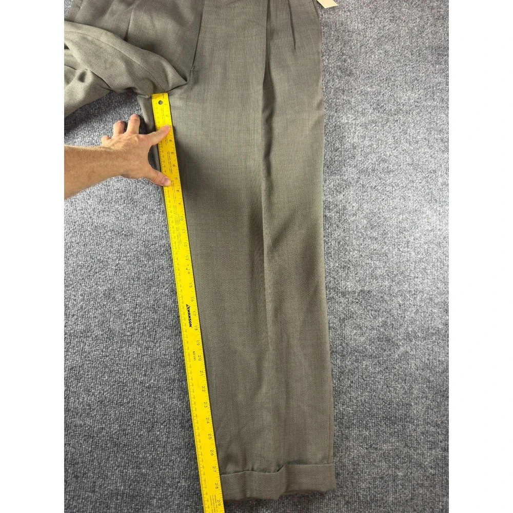 Mens Dress Pants 34x30 Gray Wool Blend Pleated Professional Career Straight Leg